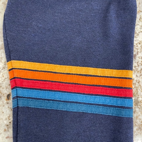 AVIATOR NATION RAINBOW STRIPE SWEATPANTS, NAVY ~ SIZE M - Picture 4 of 6